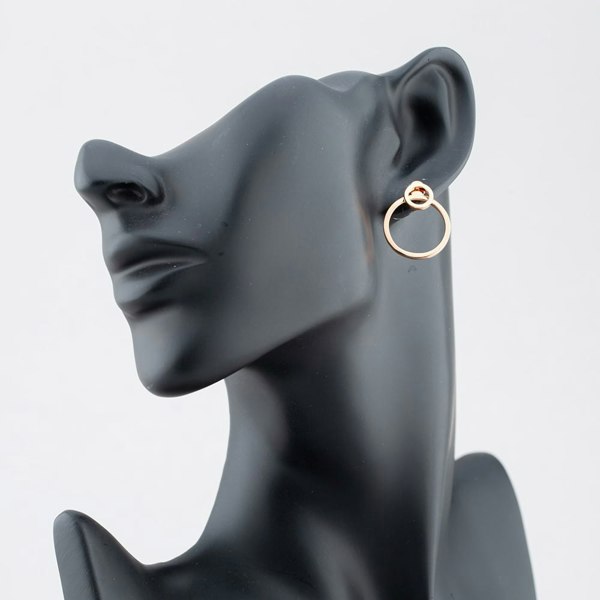 T. H. Baker Rose Gold Plated Double Circle Dropper Stud Earrings ME0408D ROSE