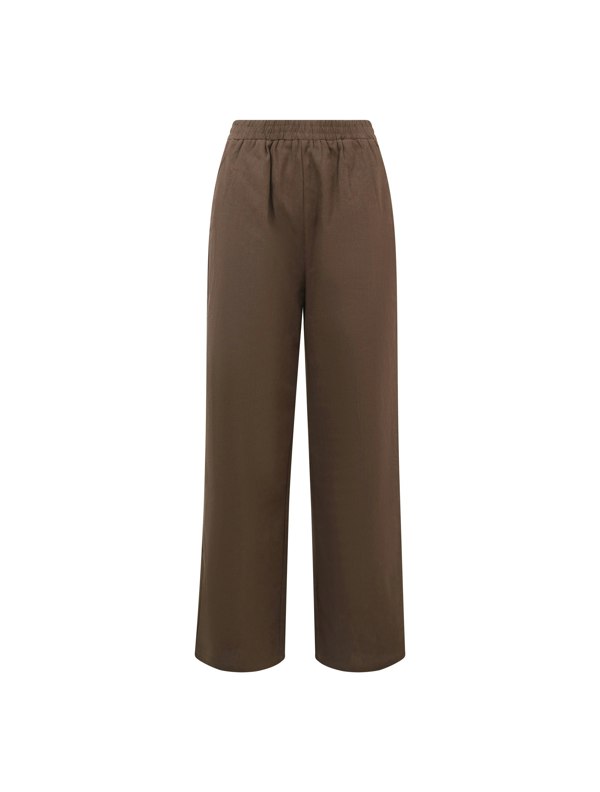 BALOU High Waist Linen Trousers - Chocolate