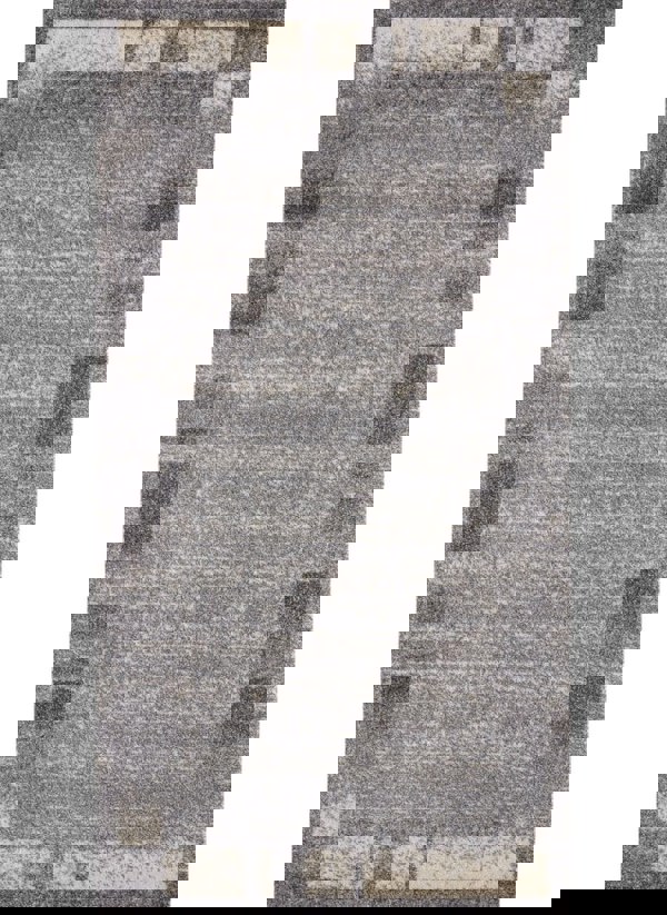 Modern Living Room Rug Bordered Grey Cream | The Rugs