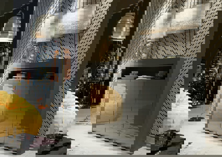 Mex Furniture Modern Sideboard 155cm – Matt Grey Body with Grey Gloss Doors