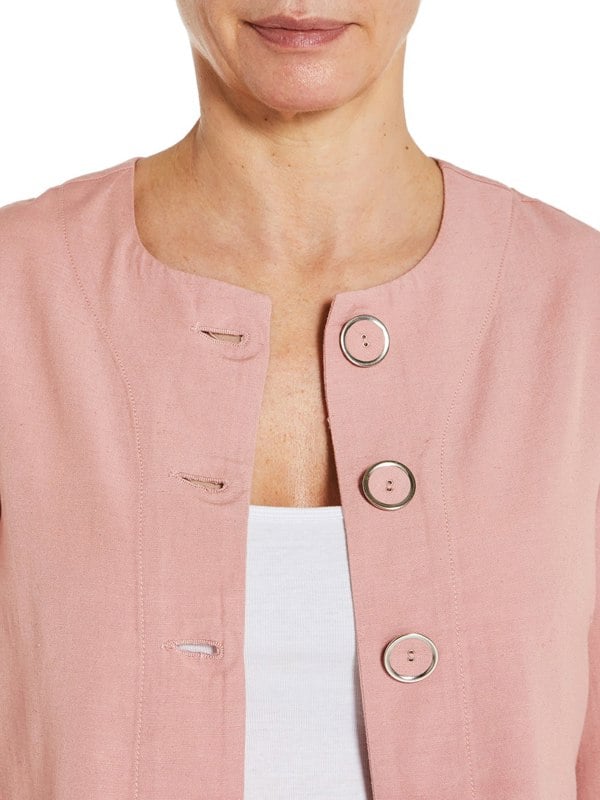 PennyPlain Linen Blend Crop Jacket - Dusk
