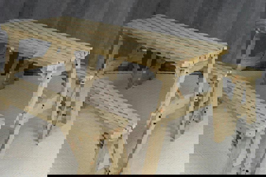 Victoria Rounded Picnic Table and Benches Set – Wooden Outdoor Dining Set for Gardens, Patios, and Picnics
