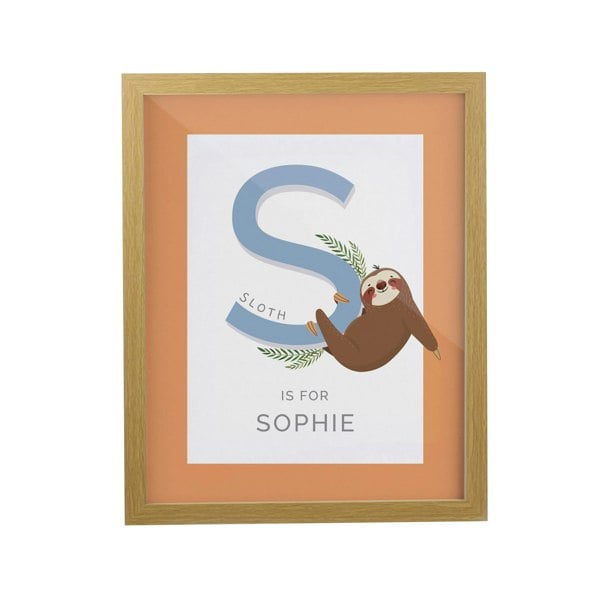 Personalised Memento Company Personalised Animal Alphabet Oak Poster Frame