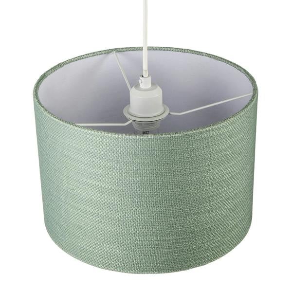 Desert Sage Green Textured Linen Pendant Lighting Shade with Diffuser Image 3