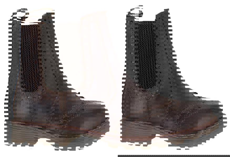 Catesby Mens Pull On Leather Brogues Chelsea Dealer Ankle Boots