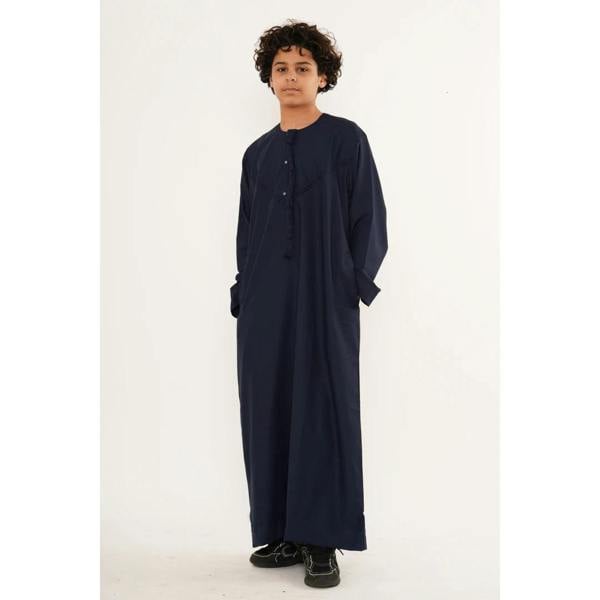 HM11 - Boy's Thobe Emirati Omani Bobble Button String Tassel - Navy - Thobez - 5