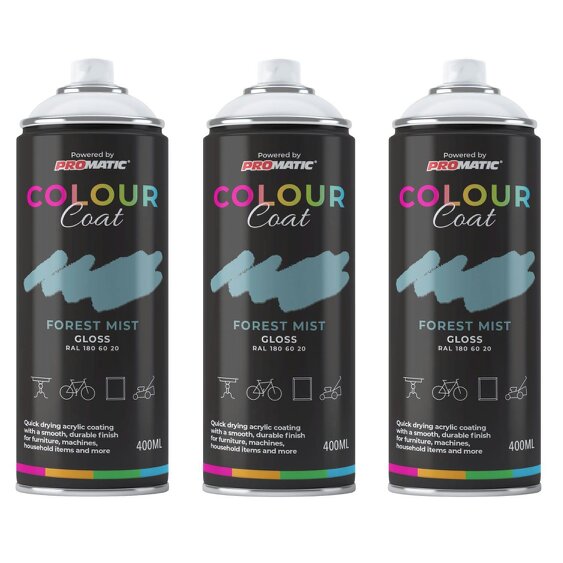 Colour Coat 3X Forest Mist RAL 180 60 20 Gloss Spray Paint 400ml