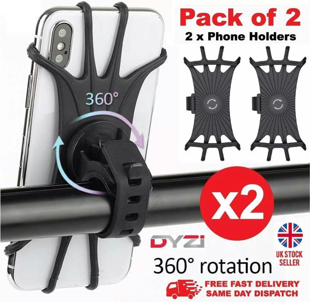 Dyzi 360° Bike Phone Holder Mount for 4.5-6.3" Smartphones - Black