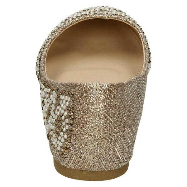 Spot On Ladies Spot On Diamante Bead Ballerinas F80385