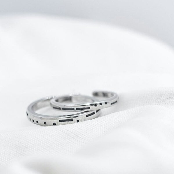 The Colourful Aura Adjustable Morse Code "Love you Forever" Couple Promise Ring Set