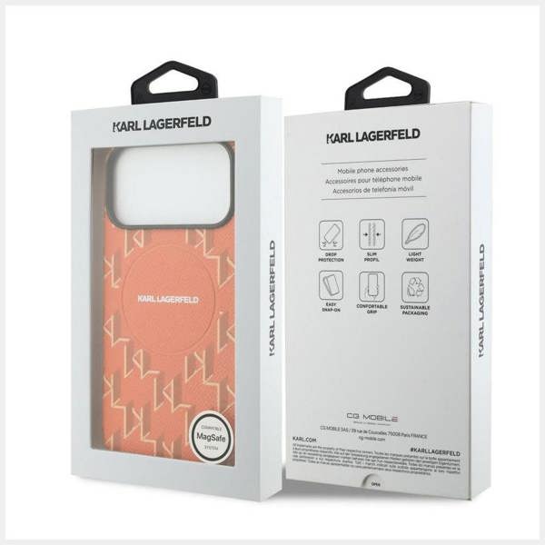 Karl Lagerfeld Monogram Logo Case with MagSafe for iPhone 17 Pro 6.3" Orange - KLHMP17L5PGKLMCO
