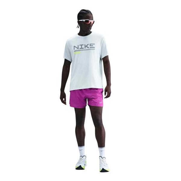 Nike Mens Miler Crew Neck Short-Sleeved T-Shirt - Platinum - 