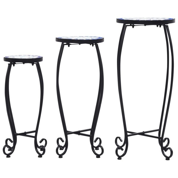 Berkfield Mosaic Tables 3 pcs Blue and White Ceramic