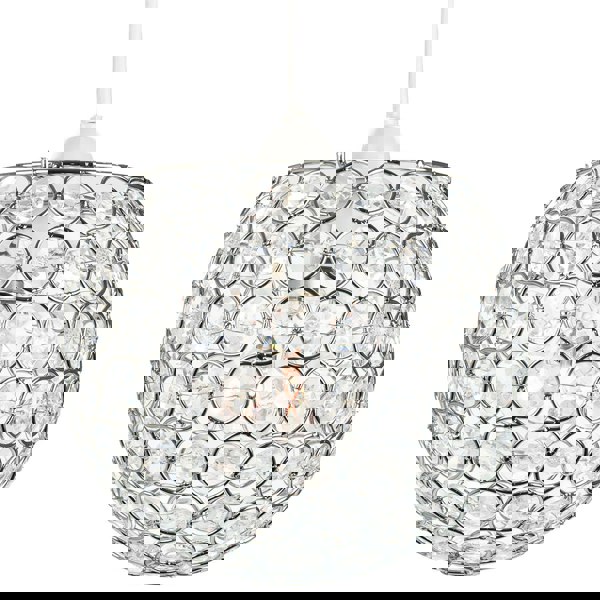 Modern Round Globe Easy Fit Pendant Shade with Small Transparent Acrylic Beads Image 2