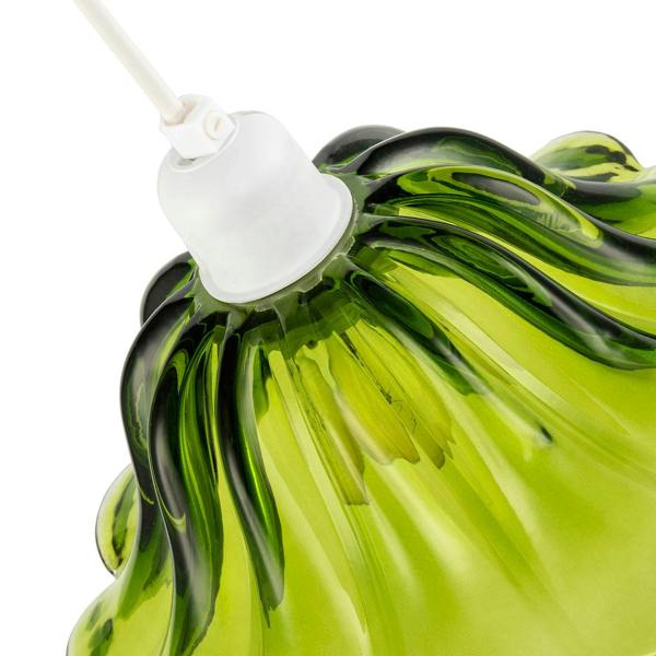Modern Scallop Moulded Glass Pendant Light Shade in Deep Forest Green Image 4