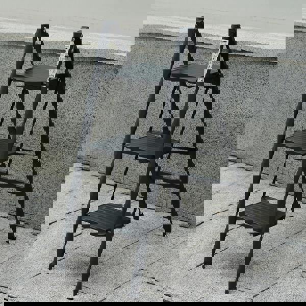 Gr8 Home 3 Step Ladder Black Folding Stool Non Slip Heavy Duty Carbon Steel Lightweight