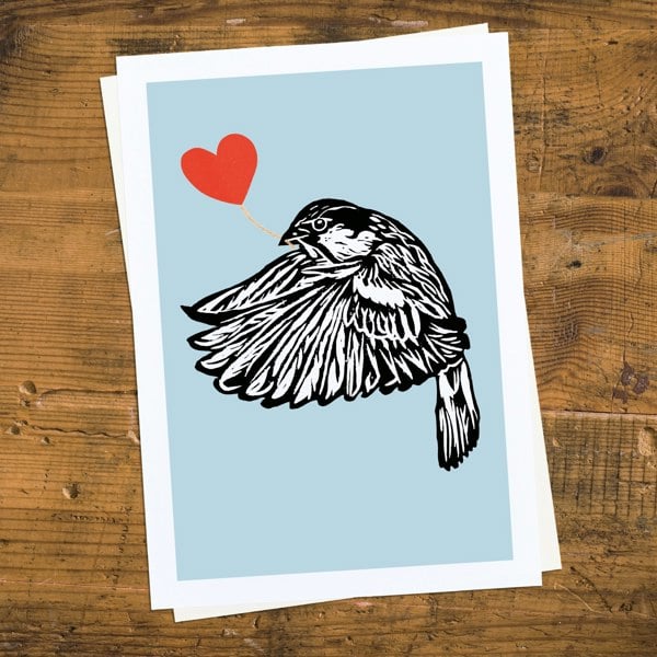 Hands & Hearts House Sparrow feathered friends print