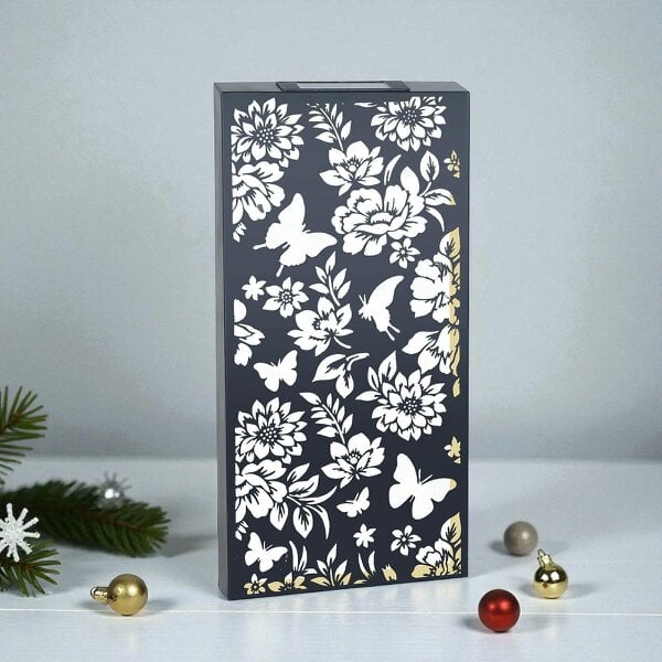 EDH Door Hardware Large Solar Wall Panel with Butterfly & Floral Design – Outdoor Metal LED Garden Wall Art – 60cm x 30cm