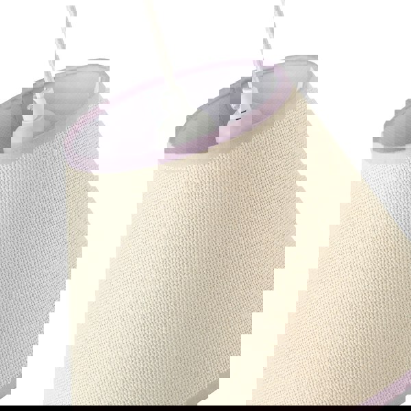 Traditional Rattan Tweed Lamp Shade with Lilac Cotton Fabric Trims Image 3