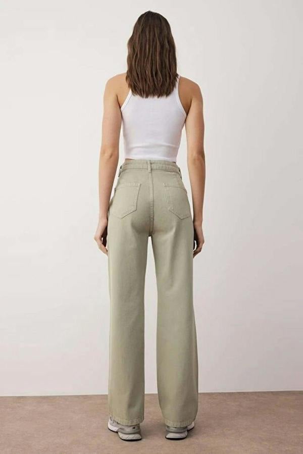 WOVCOR High Waist Wide Leg Jeans with Pocket Details