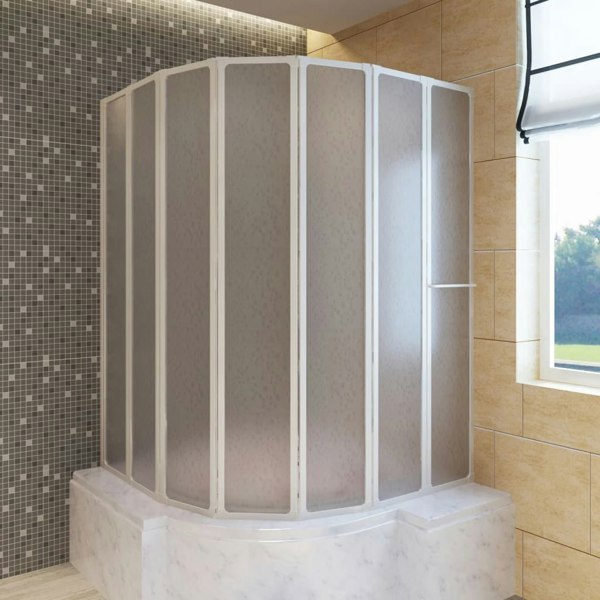 Berkfield Shower Bath Screen Wall 140 x 168 cm 7 Panels Foldable with Towel Rack