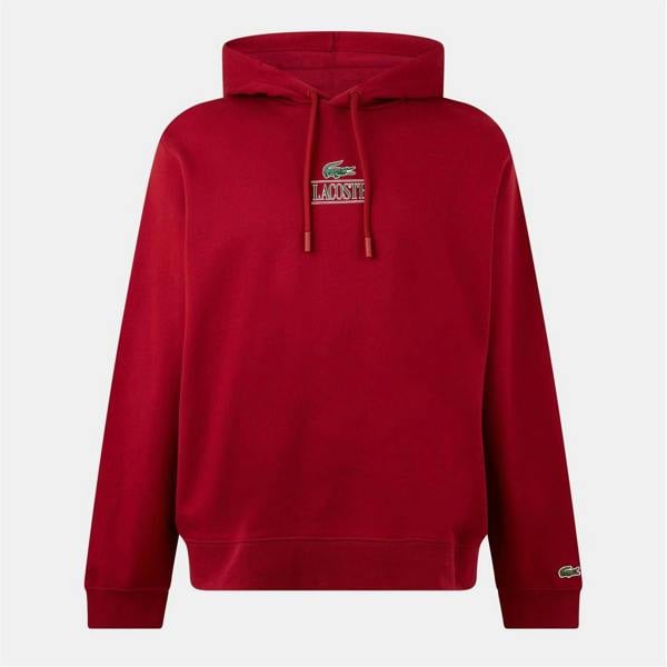 Lacoste Mens Logo Hoodie - Orange - 