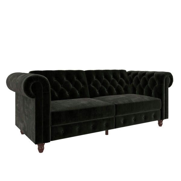 Dorel Home Felix Chesterfield 3 Seater Sofa Bed in Velvet Black