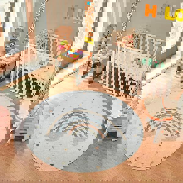 Livabliss Lillian-Kids Beige Orange Blue Green Washable Rug for Children's Rooms