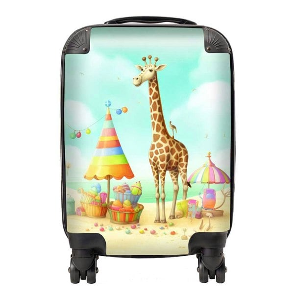 Warren Reed Giraffe On A Beach Holiday Suitcase