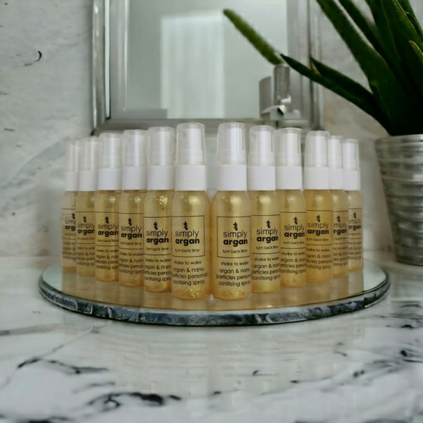 Simply Argan gold argan and nano particle sanitising spray 30ml