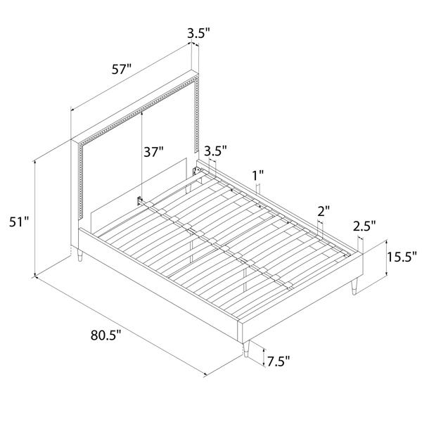 Dorel Home Audrey Bed Velvet Green - Double