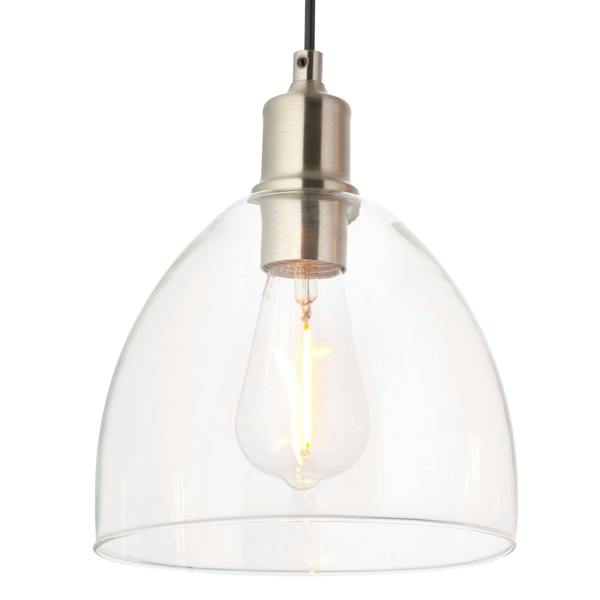 Pagazzi Lighting Jacob 3 Light Nickel and Glass Ceiling Pendant Bar