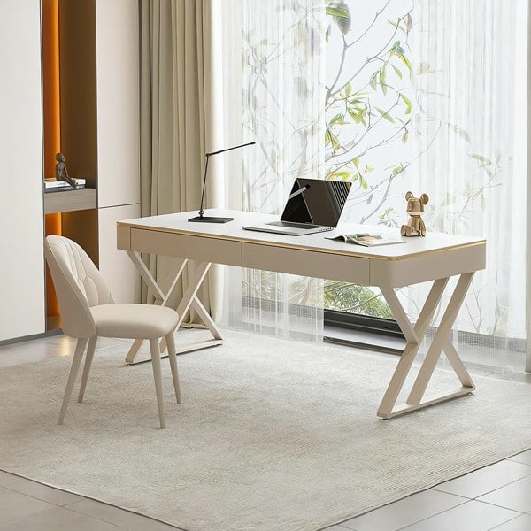 Versa Small Office Desk, Sintered Stone - office desks