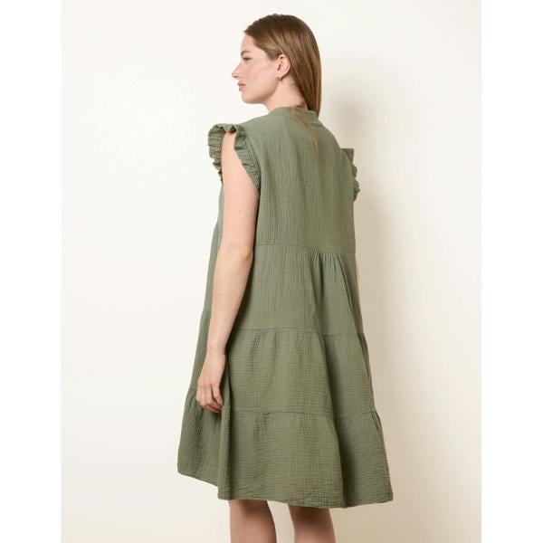 Blue Vanilla Cheesecloth Frill Sleeve Tunic