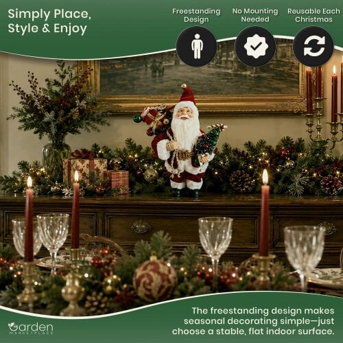Santa Claus Christmas Figure with Presents & Tree – 30cm Ornament