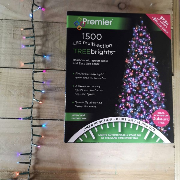 Samuel Alexander 1500 LED 37.5m Indoor Outdoor Christmas Multi Function Mains Operated String Lights with Timer in Rainbow