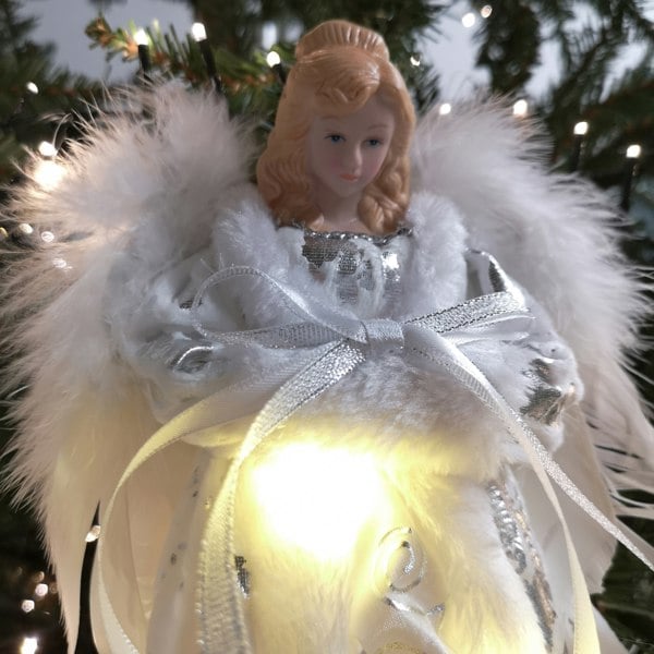 Samuel Alexander 30cm Premier Lit Angel Christmas Tree Topper with Warm White LEDs