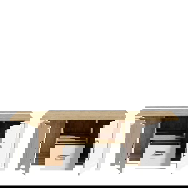 Furniture To Go Bohol 2 Door 1 Drawer TV Unit in White/Riviera Oak