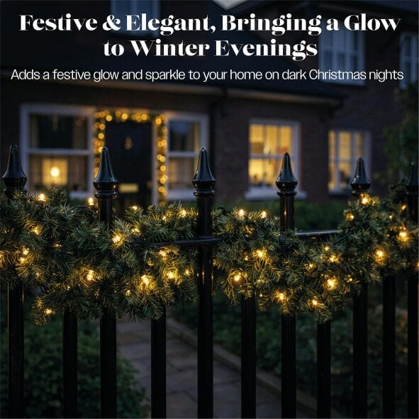 Scotts of Stow Xmas Haus LED 5m Green Garland Outdoor Decoration with Timer