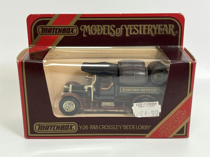MCSlots Crossley Beer Lorry 1918 Romford Brewery Company 1:47 Models of Yesteryear Matchbox Y26D S6