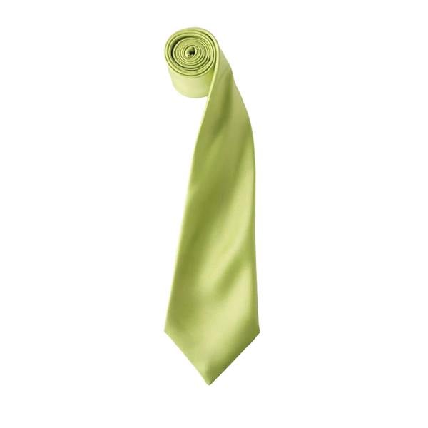 Premier Mens Plain Satin Tie (Narrow Blade) (Pack of 2) - Lime