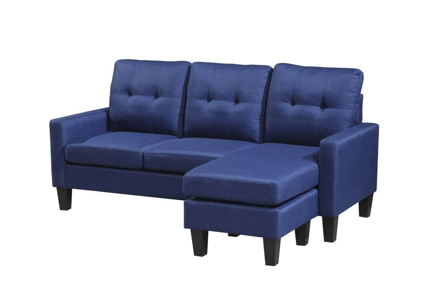 Kosy Koala Corner Sofa Fabric Sectional Sofa with Ottoman L-shaped Blue Sofa Couch Reversible 3-Seater