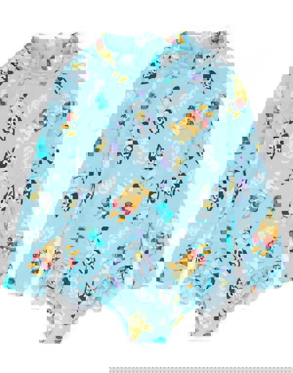 Bluey Girls Blue All Over Print 1 Piece Swimming Costume