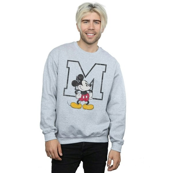 Disney Mens Classic M Mickey Mouse Sweatshirt - Sports Grey