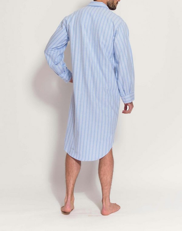 British Boxers Men's Brushed Cotton Nightshirt – Westwood Blue Stripe