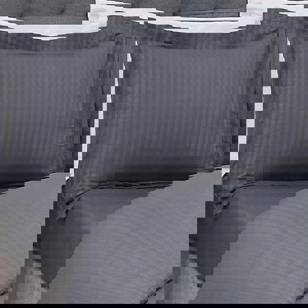 Smart Living Luxury Super Soft Easy Care Sateen Stripe Complete Bedding Set - Charcoal