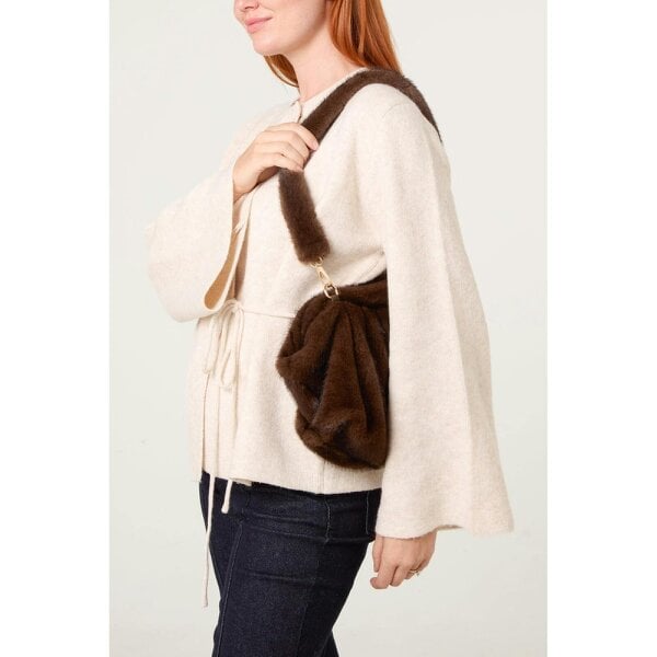 Blue Vanilla Detachable Strap Faux Fur Bag