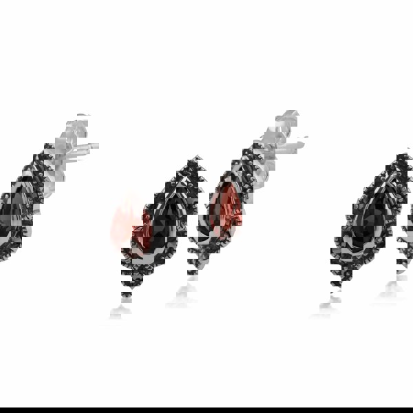 Stud Earrings Garnet Marcasite Silver