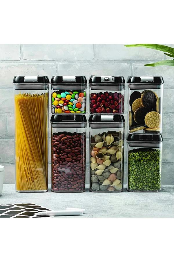 Living and Home 7Pcs Airtight Food Dry Grain Cereal  Storage Containers 6.9L with Clasp Lids （0.5*2+0.8*2+1.2*2+1.9L）