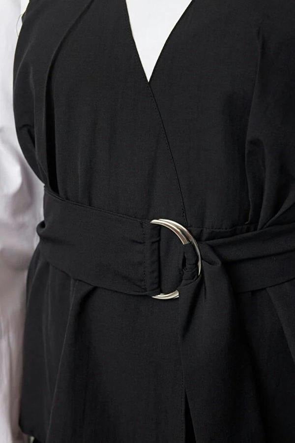 WOVCOR Balloon Sleeve Belted Woven Blouse